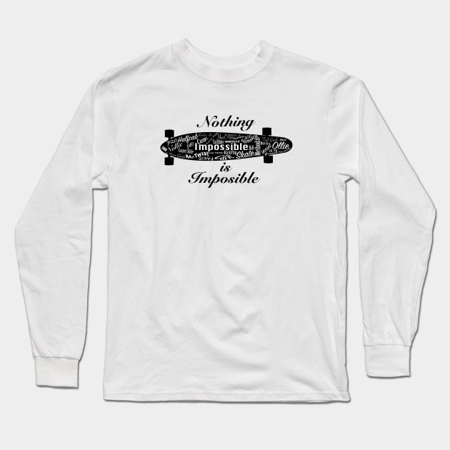 Longboard Art Typography Long Sleeve T-Shirt by ACGraphics